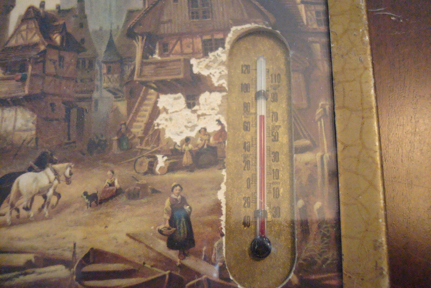 Advertising tin sign with thermometer "Galvin Package Store" 8" by 6"[pasill]