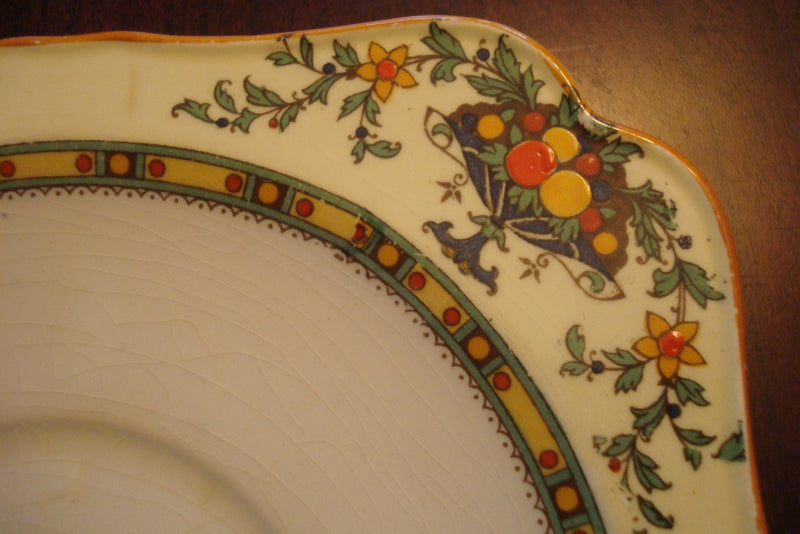 ANTIQUE CROWN DUCAL-England-1920's Staffordshire, 9 sq. desert/saucer plates[6]