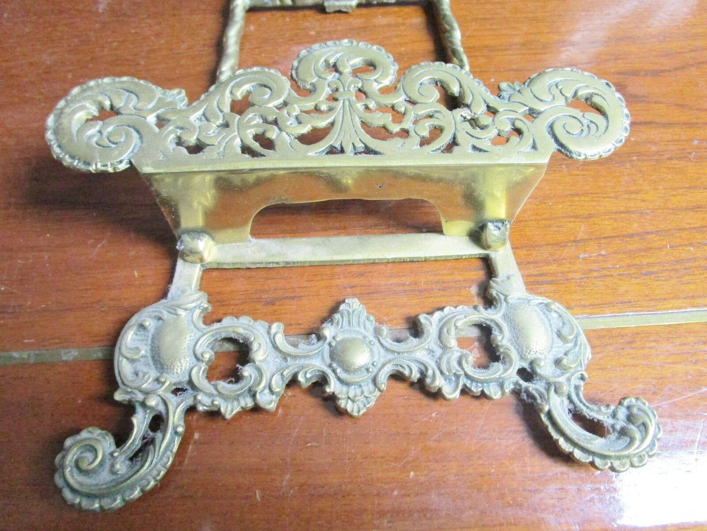 Wall brass stand, beautiful engravings with shelf for a plate or picture origina