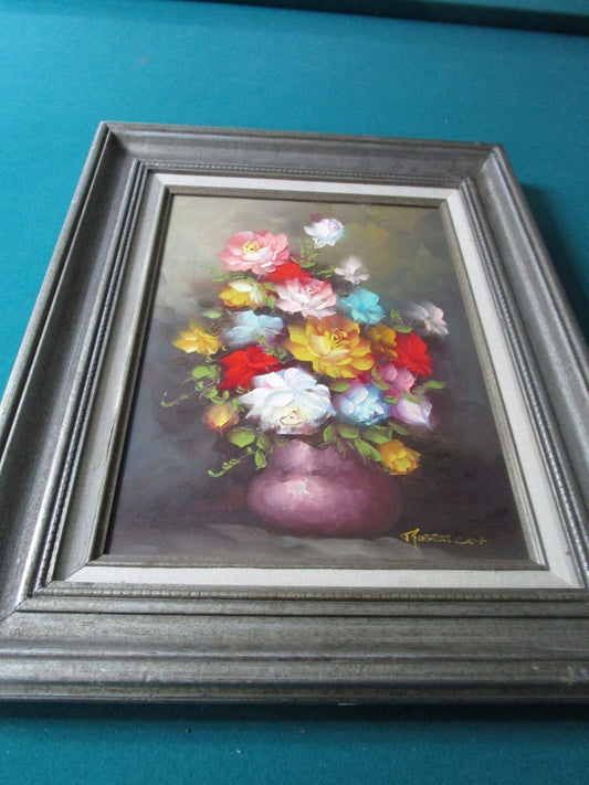 Vintage Floral Oil Painting by Robert Cox original signed