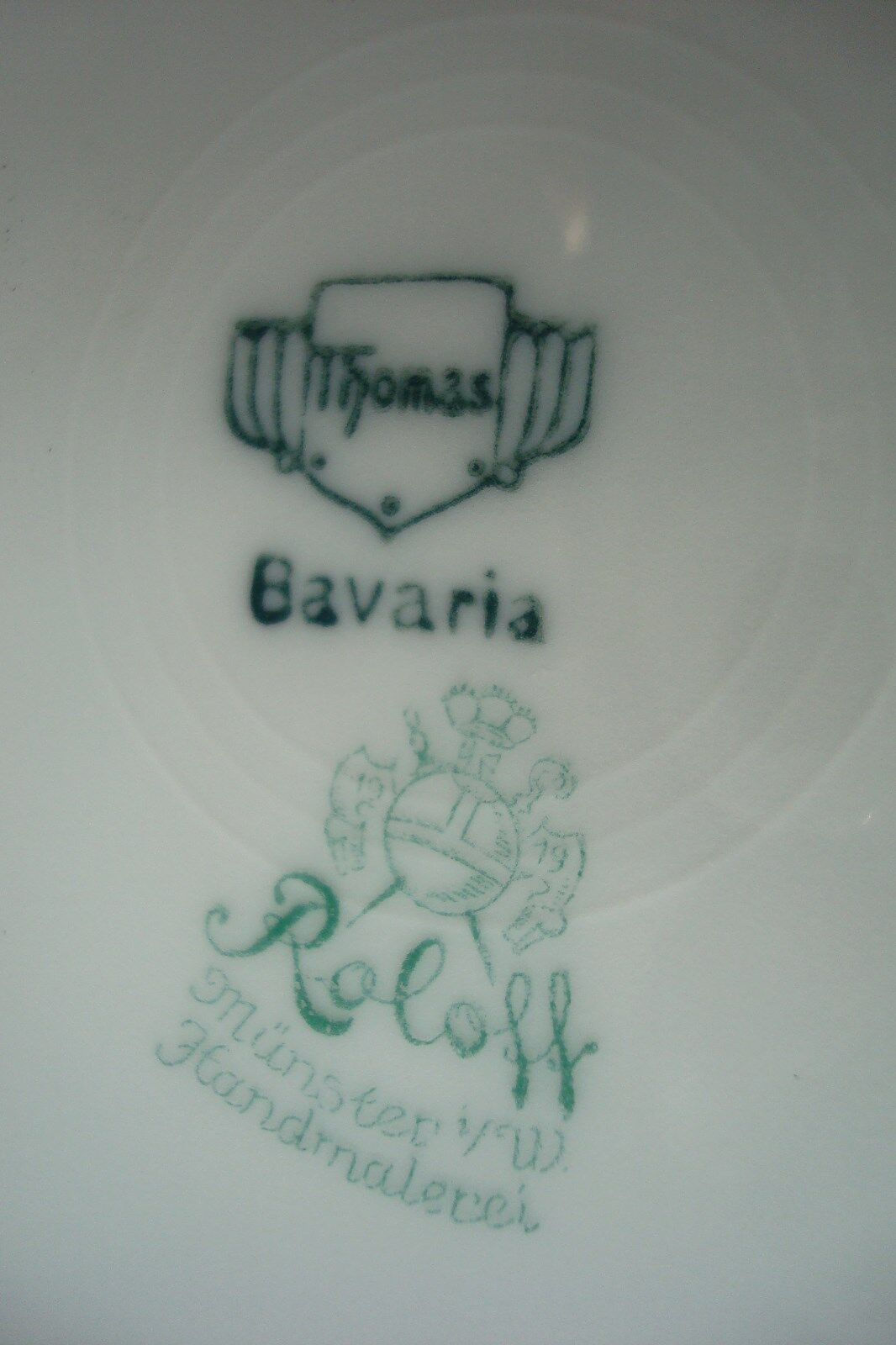 Thomas Bavaria decorated by Roloff, c 1920-1930s, 5 bread plates [rack]