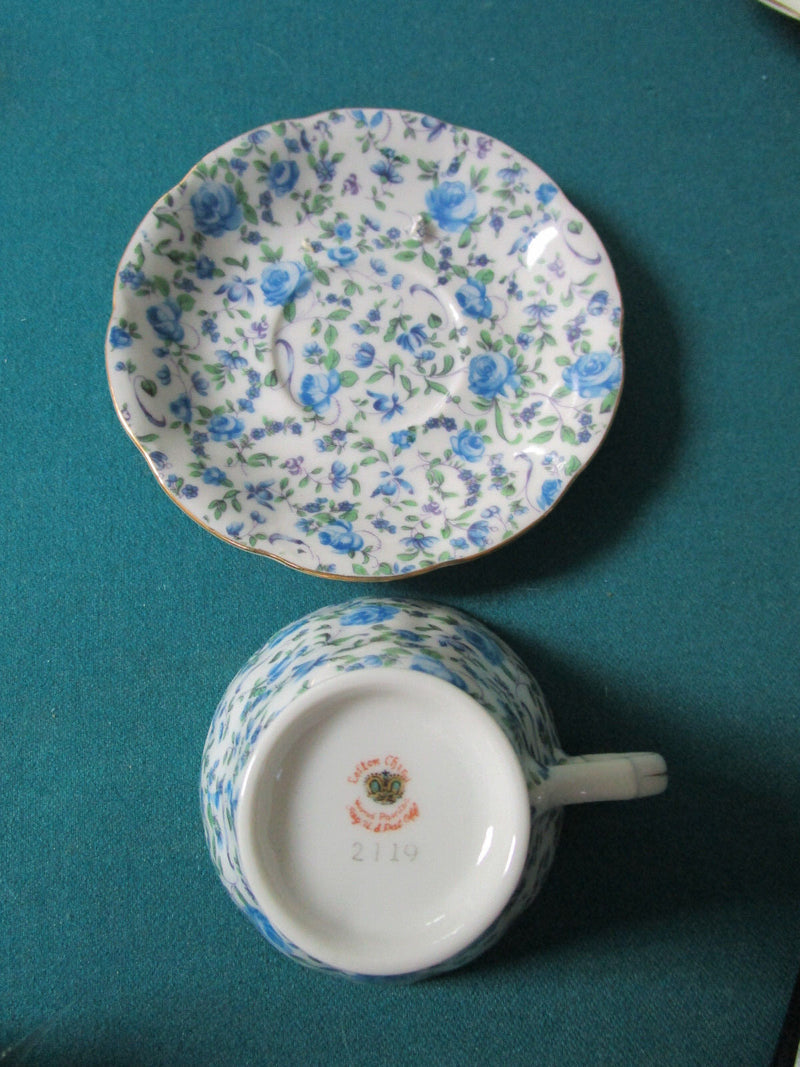 Tea Time Cups Saucers Roses - Lefton - Old Royal England - Blue Flowers Pick1 ^^