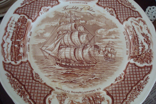 Alfred Meakin Staffordshire England "The Friedship of Salem" red transfer plate