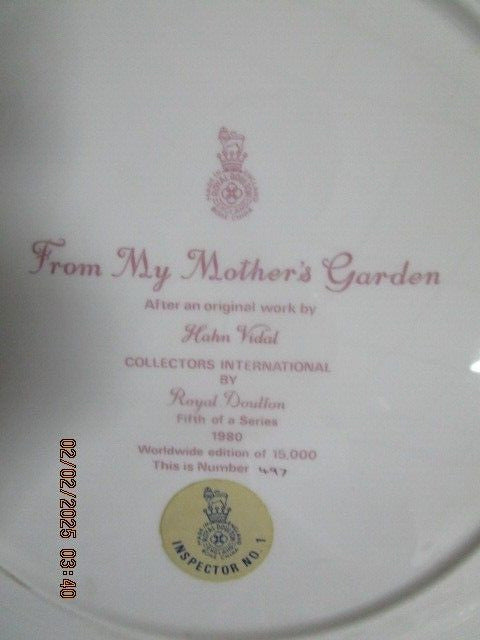 ROYAL DOULTON FROM MY MOTHER'S GARDEN FRAMED PLAQUE PLATE 13" ^^