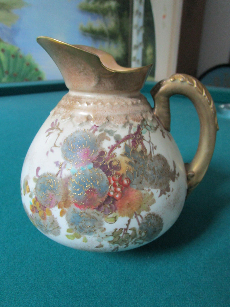 ANTIQUE ROYAL DOULTON PITCHER CREAMER FLORAL  6 X 4 1/2" original