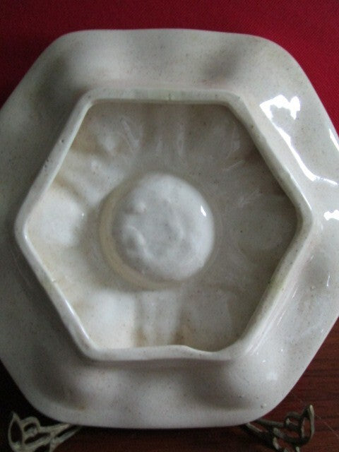 ANTIQUE HARD PASTE CERAMIC MAJOLICA OYSTER PLATE 10" ^^^