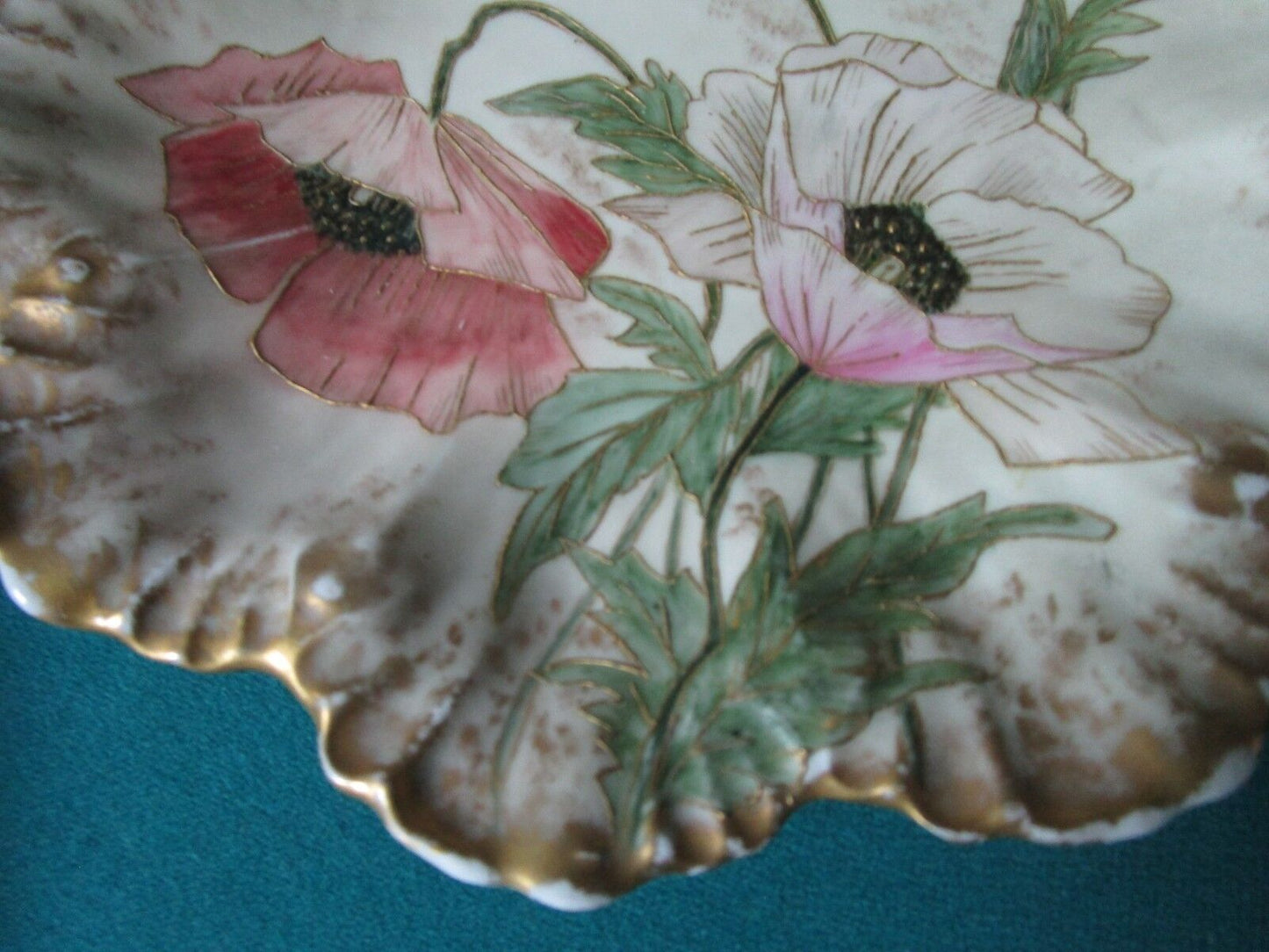 1900S ALFRED LANTENIER FRANCE CHINA PLATE PROFUSELY DECORATED FLOWERS AND GOLD^^