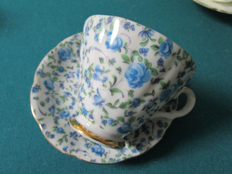 Tea Time Cups Saucers Roses - Lefton - Old Royal England - Blue Flowers Pick1 ^^