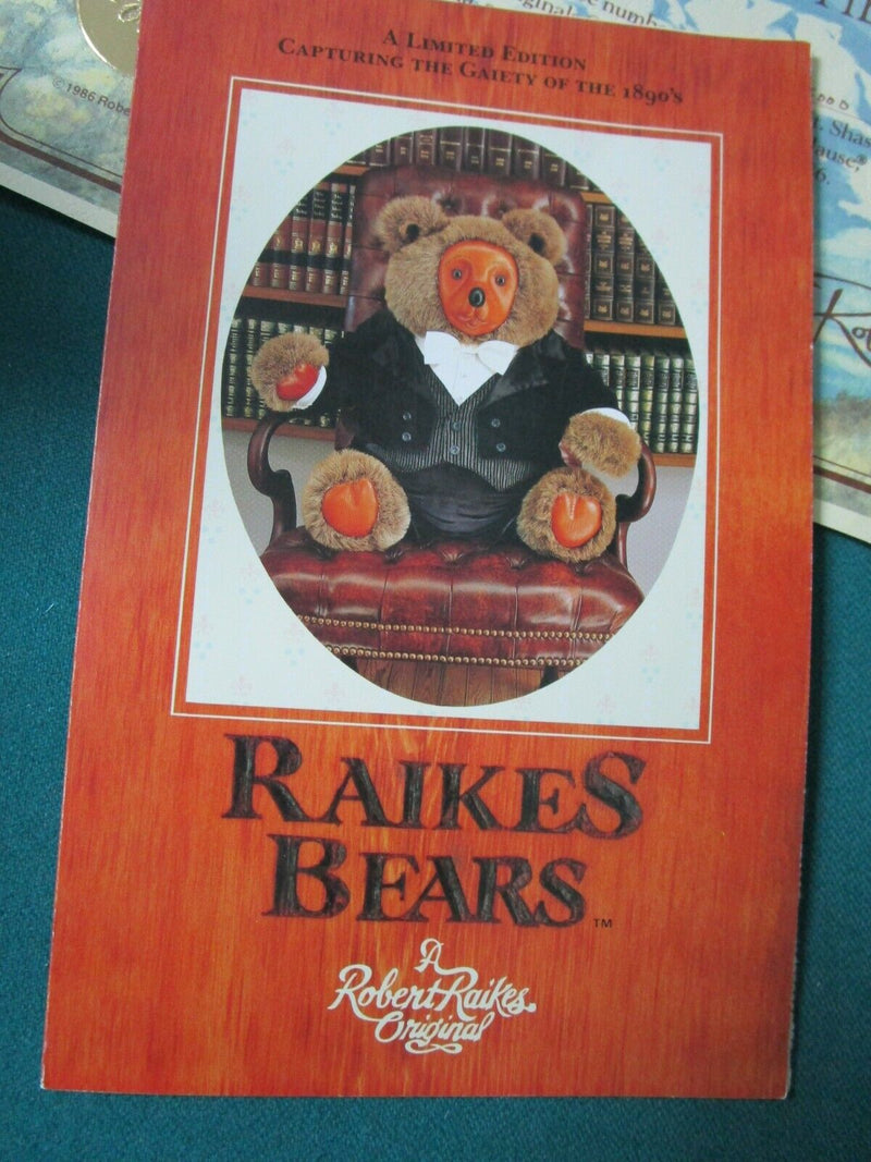 1990s  RAIKES BEARS ORIGINAL FROM ROBERT RAIKES DOLL BENJAMIN 16"  certs