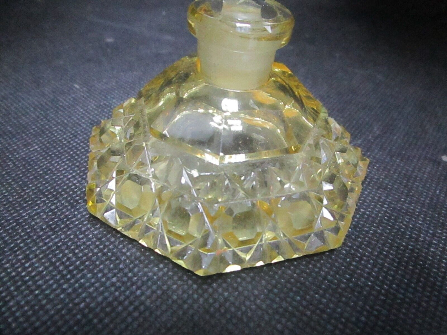 Vintage Yellow crystal Czech 7" tall faceted clear stopper