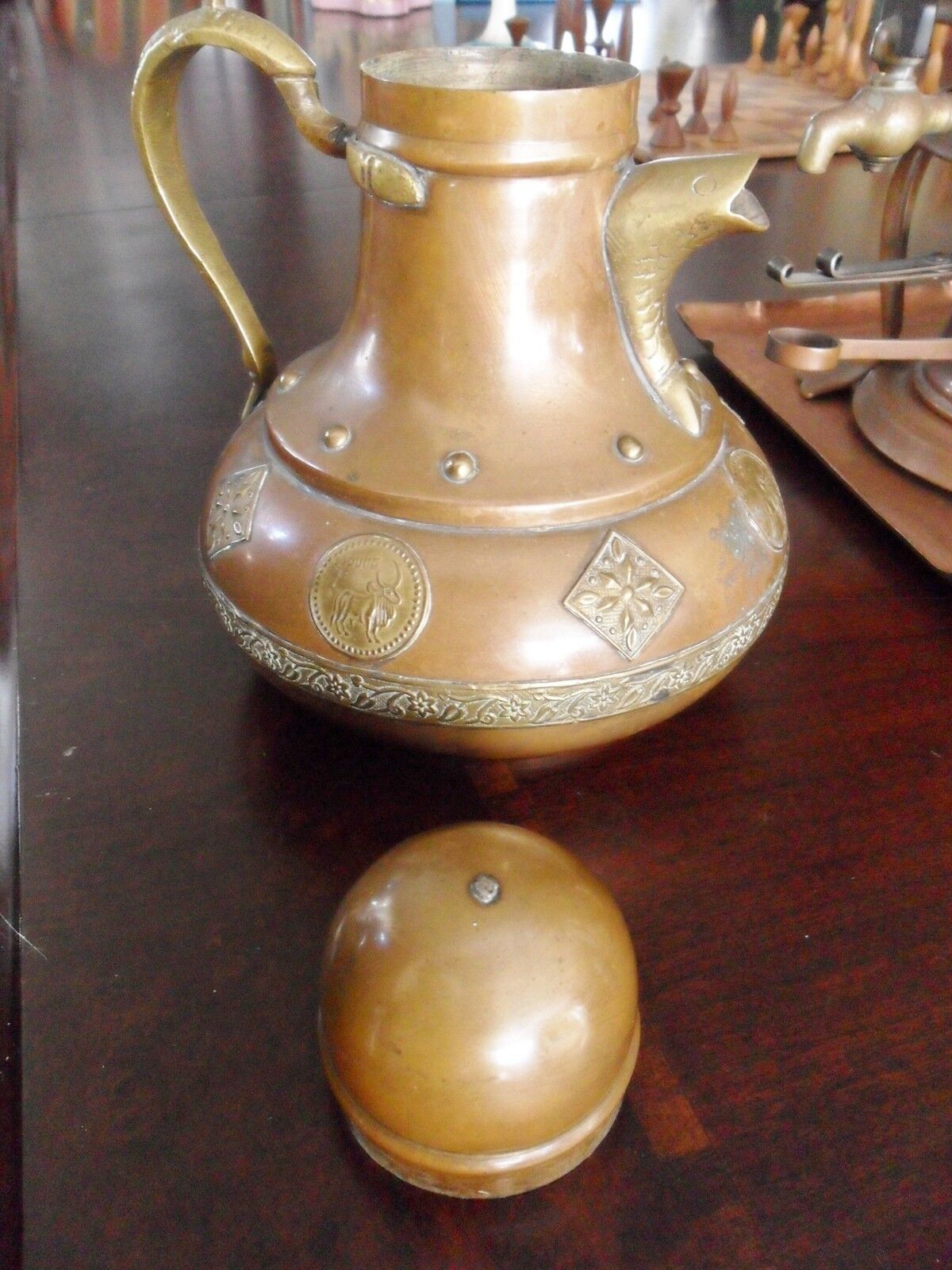 Vintage Original Brass Pot made in Israel with Zodiac medallions applied[*]