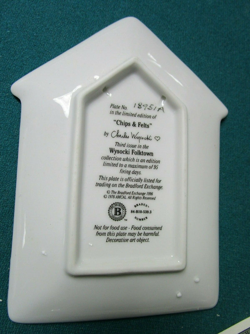 Wysocki Folktown 2 Collector Plates Florist / Chips Felts Store 6 1/2" ^^
