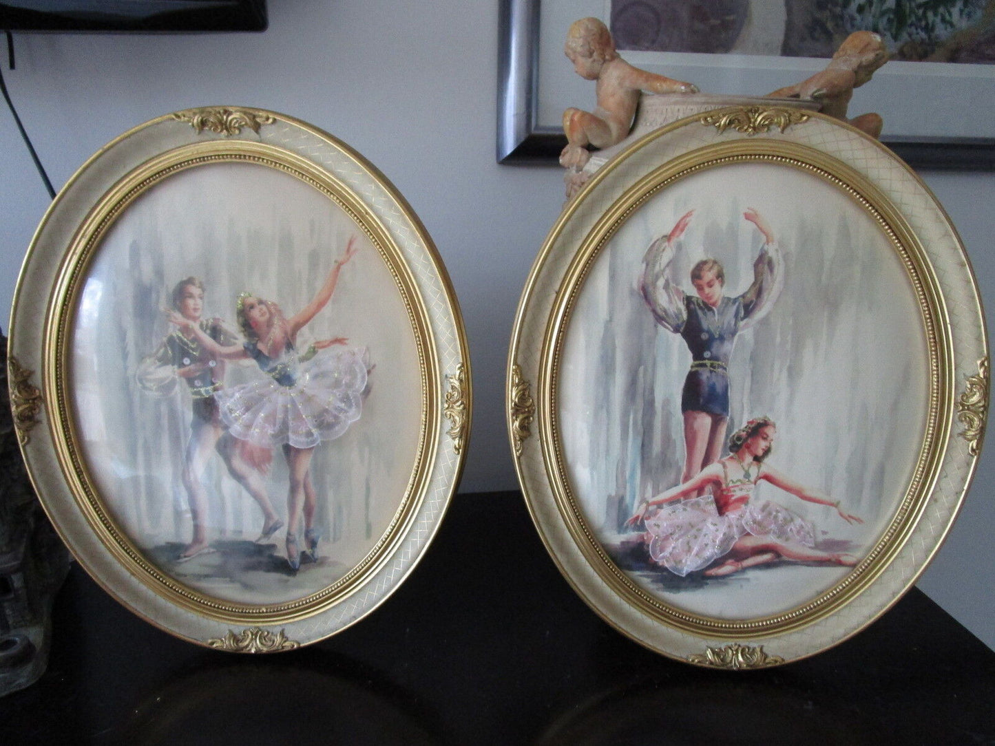 Andrew Kolb RARE pair of professionally framed prints COVEX GLASS0, GOLDEN FRAME