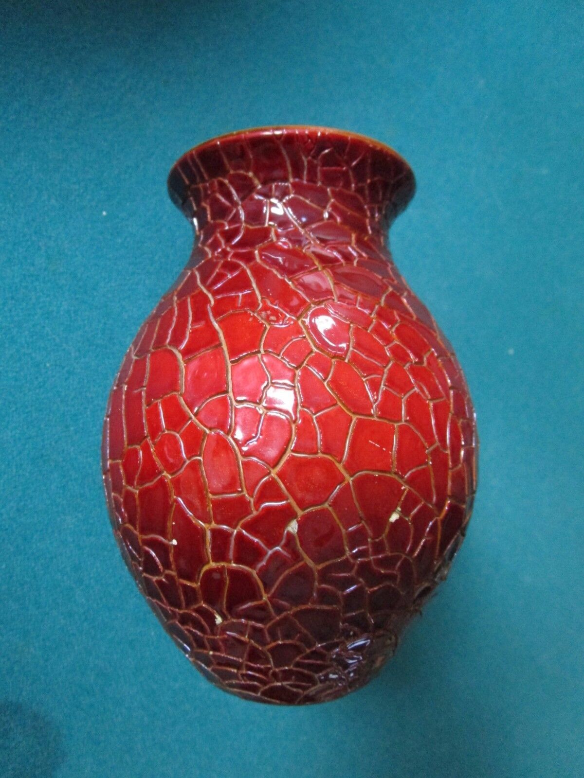 ZSOLNAY EOSIN CRACKLE RED VASE - 5 1/4" TALL ORIGINAL [pott1]