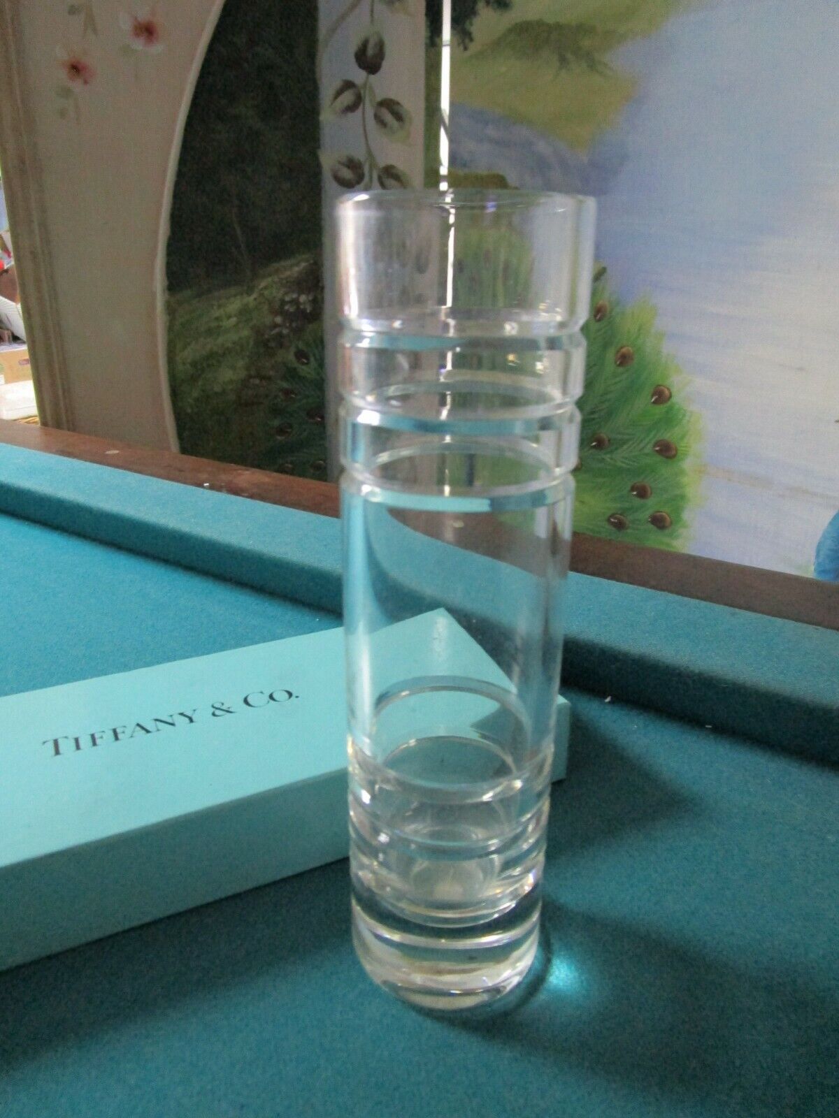 TIFFANY BUD VASE 8 X 2" RINGS new in box