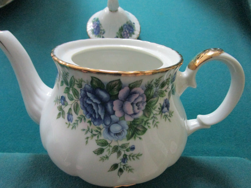 English Garden Teapot By Robinson Designs Japan 4 Cups Blue Flowers ^^^^