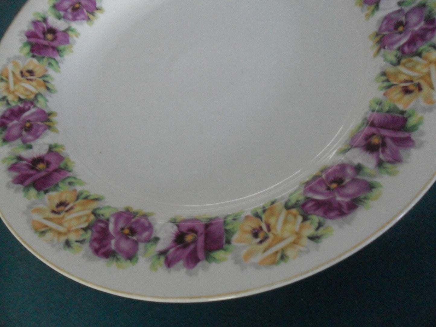 ZEH SCHERZER & CO MIGNON GERMANY platter violets and pansies, 13"