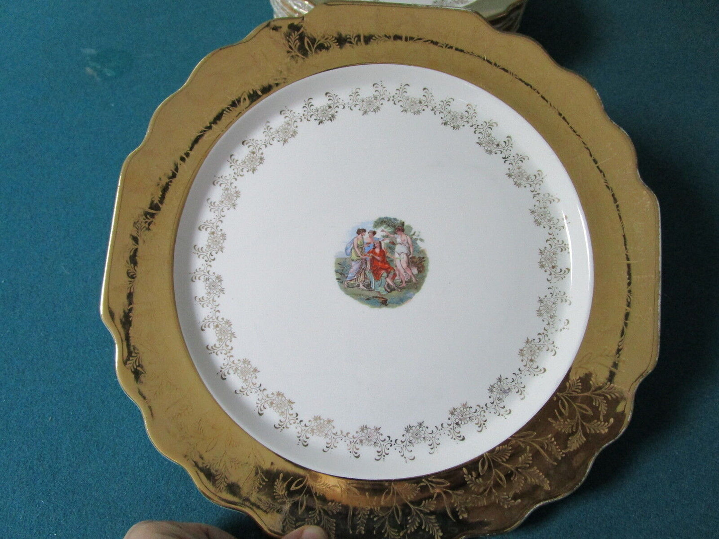 WS George USA 6 plates,LIDO pattern center medallion, garland and gold rim[*14b]