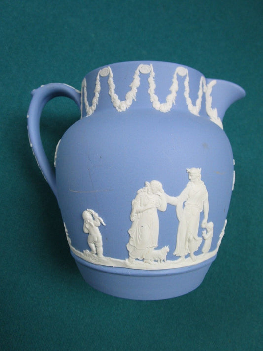 WEDGWOOD BLUE JASPERWARE PITCHER/CREAMER/MILK JAR 5 X 6"  [*6]