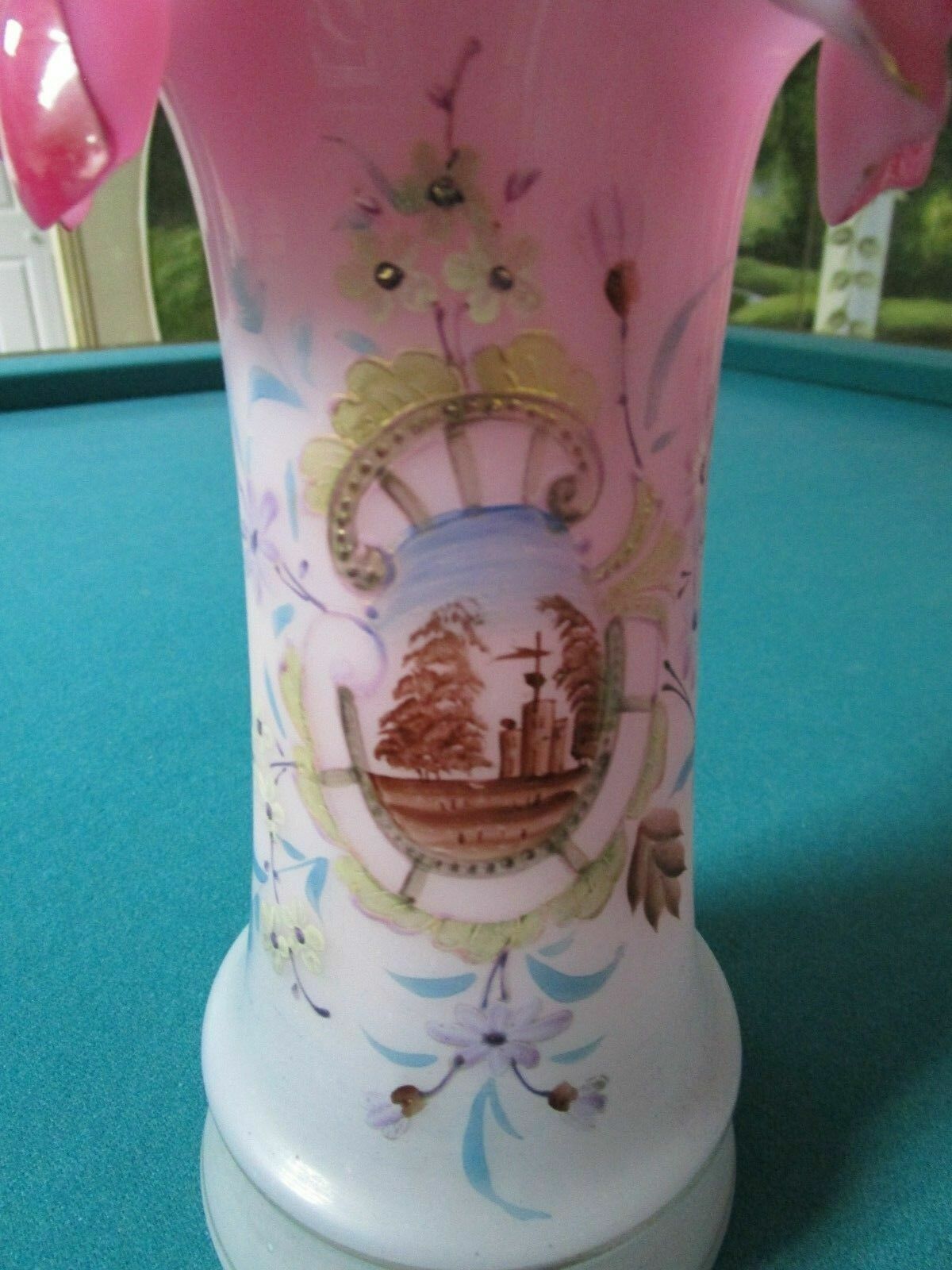 ANTIQUE BRISTOL GLASS VICTORIAN HAND PAINTED VASES PICK 1