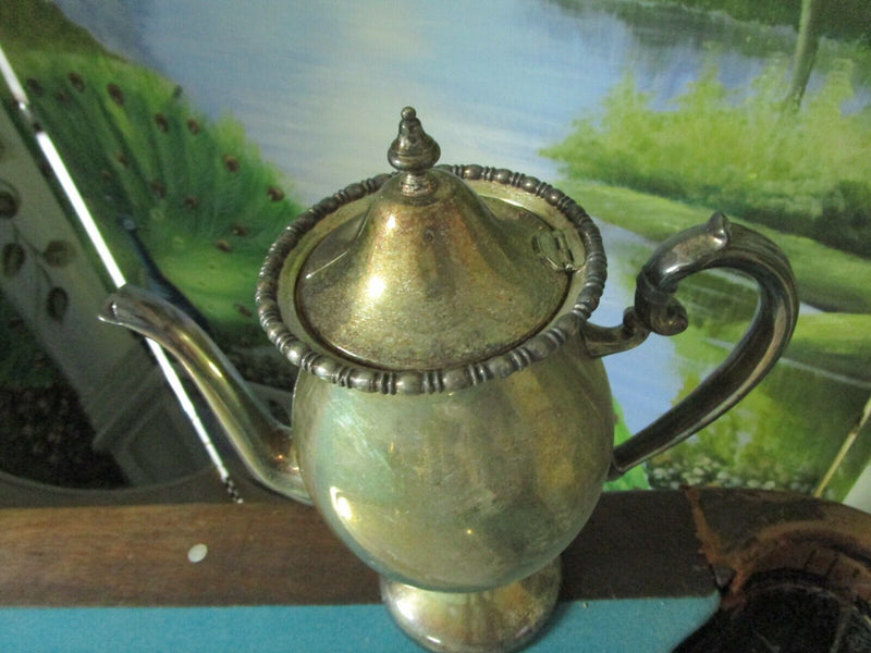 Antique Silver On Copper English Tea And Coffee Set With Tray 5 Pcs