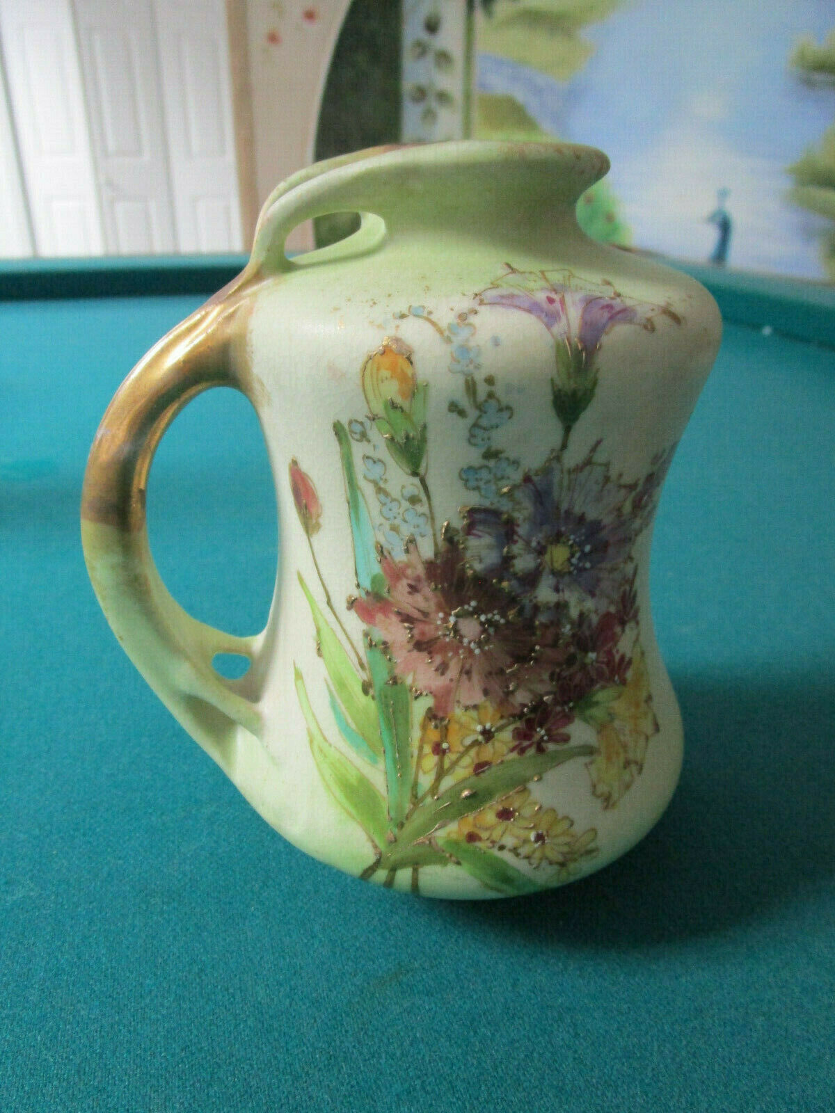 ANTIQUE AUSTRIA MITTERTEICH MOSANIC POTTERY MUG JAR c1890s.