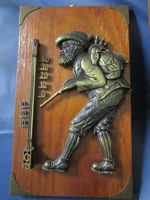 German Thermometers Wood Base Brass Sculpture 9 1/2 X 6 Pick 1^^