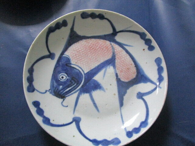 ANTIQUE KOI CHINESE PLATE AND RED FLOWERS POTTERY SET BOWL PICK 1