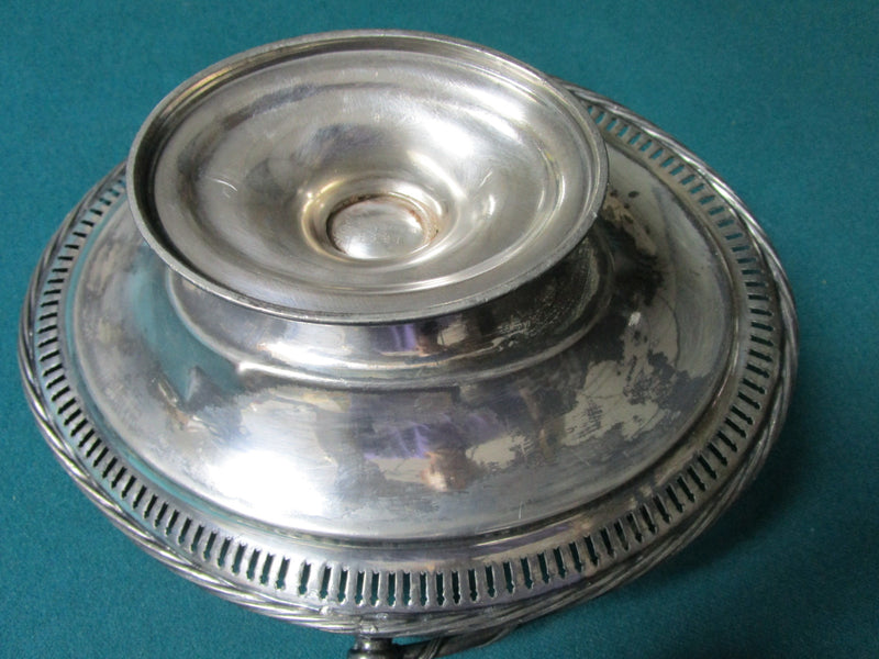 ANTIQUE BRIDAL BASKET ROGERS SMITH SILVERPLATE 9 X 10 X 8" GREEK DECOR