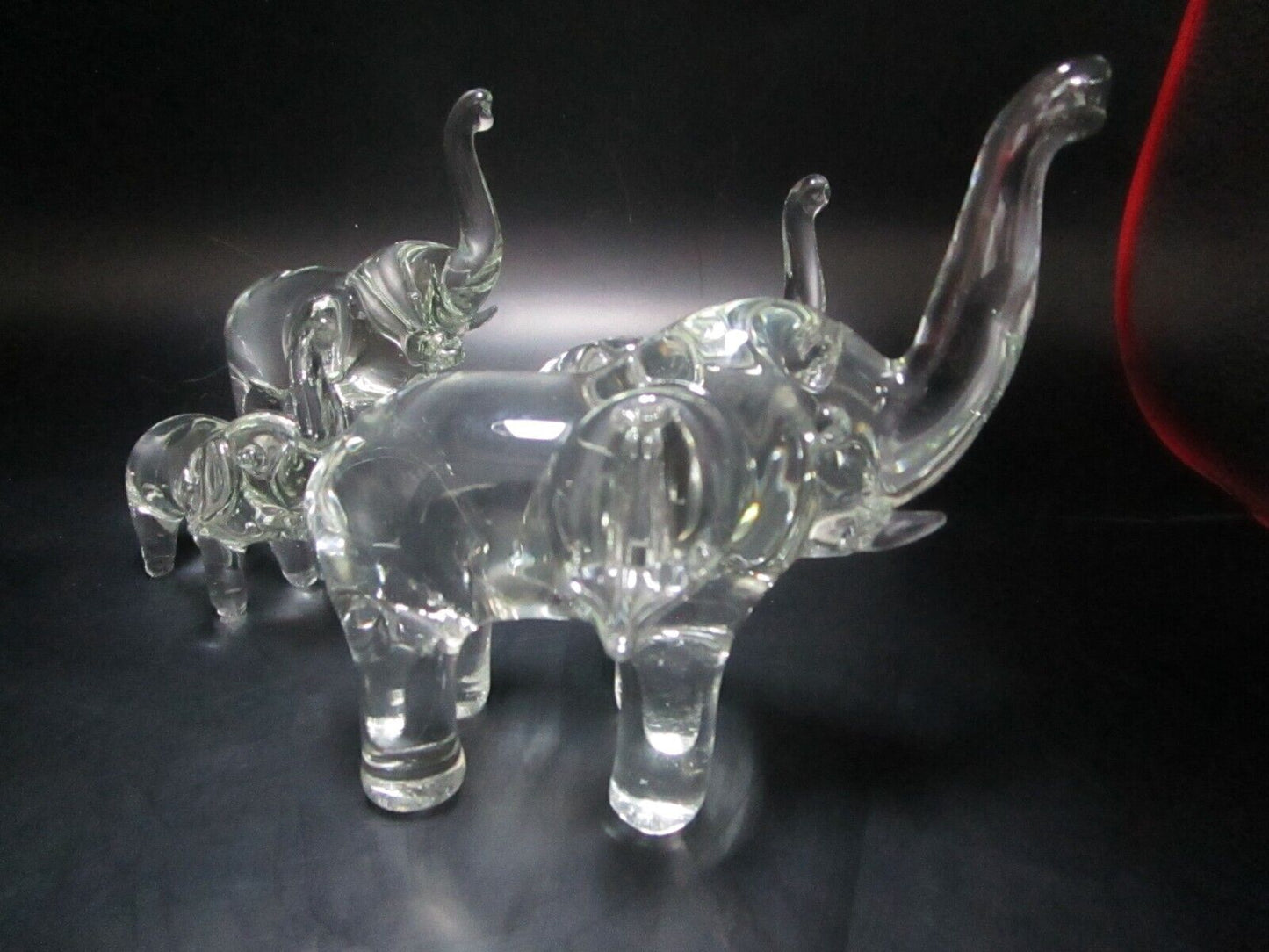 Elephants Murano Italy family 4 pcs