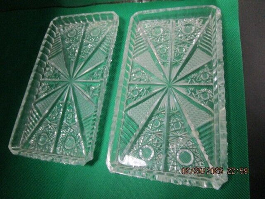 AMERICAN BRILLIANT PAIR VANITY DISHES 7 X 4" {58]