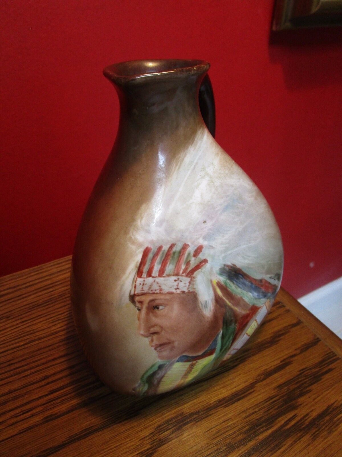 THREE SIDES JUG/PITCHER AMERICAN INDIAN HEAD [a*8]