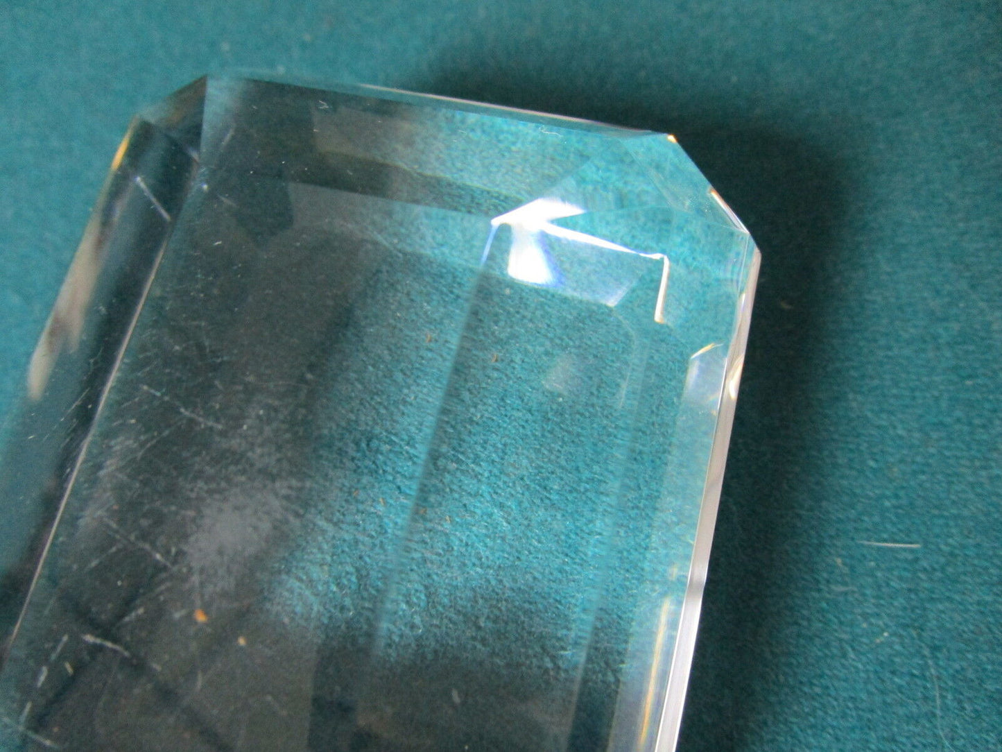 Tiffany Paperweight diamond crystal glass. 3 1/2" x 3" x 1 1/2"