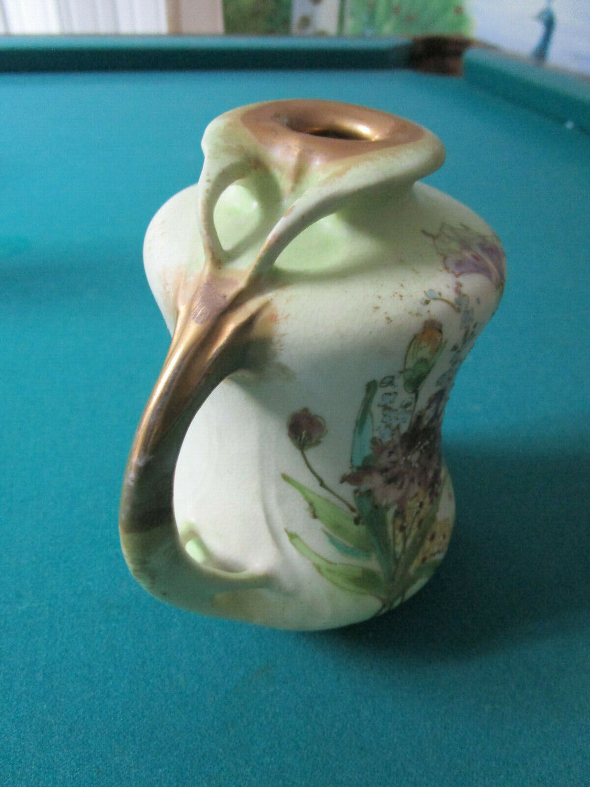 ANTIQUE AUSTRIA MITTERTEICH MOSANIC POTTERY MUG JAR c1890s.