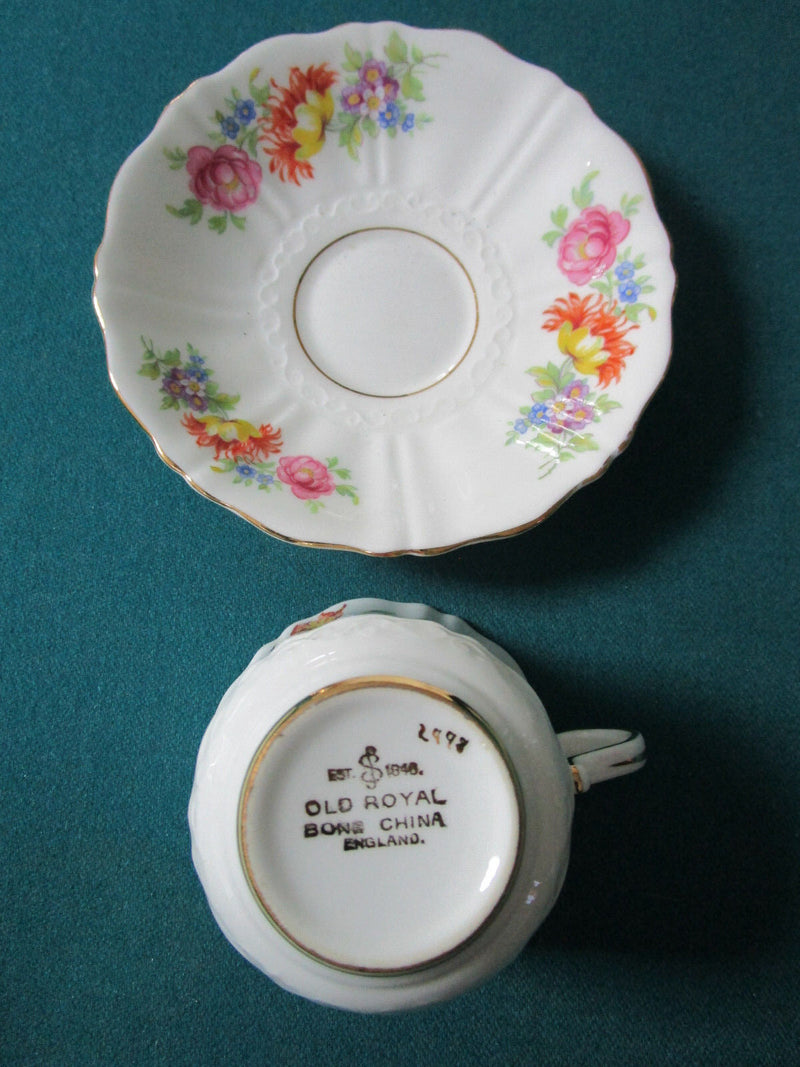 Tea Time Cups Saucers Roses - Lefton - Old Royal England - Blue Flowers Pick1 ^^