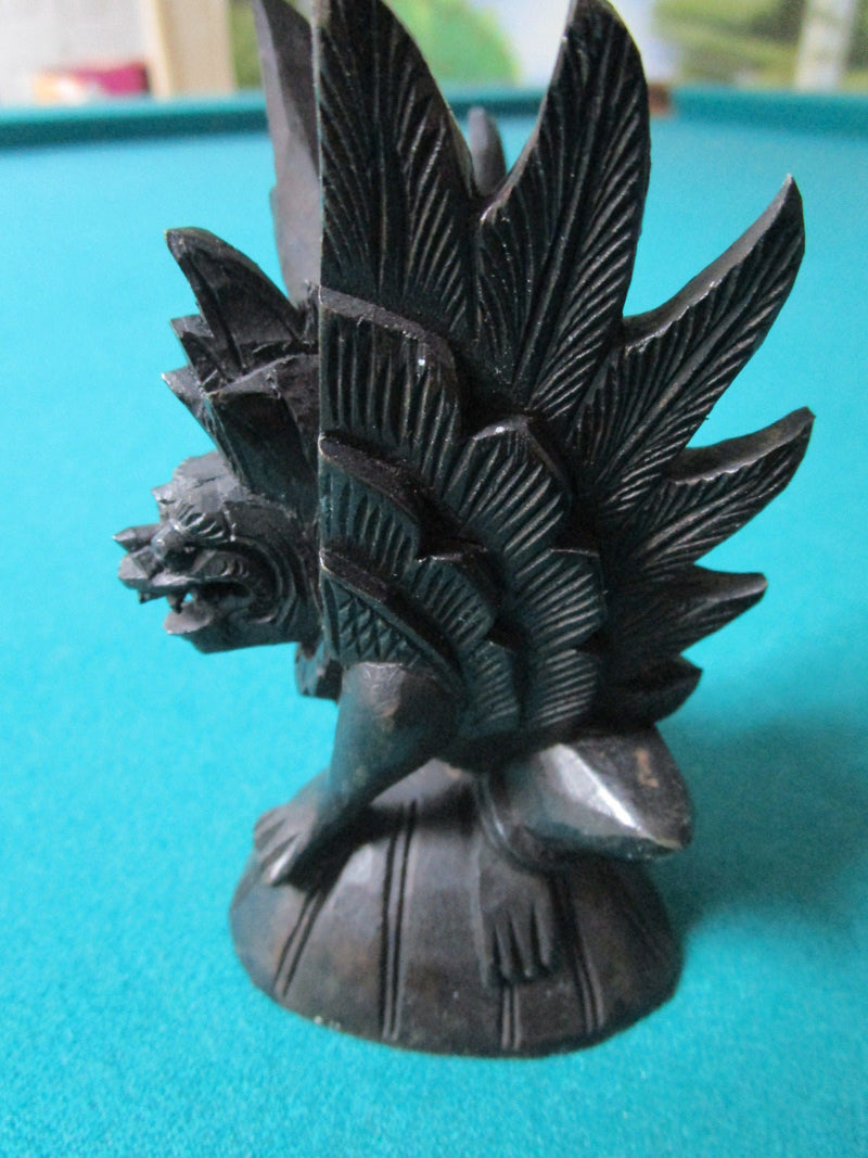 CHINESE GARGOYLE BLACK WOOD CARVING  4 1/2" original ```