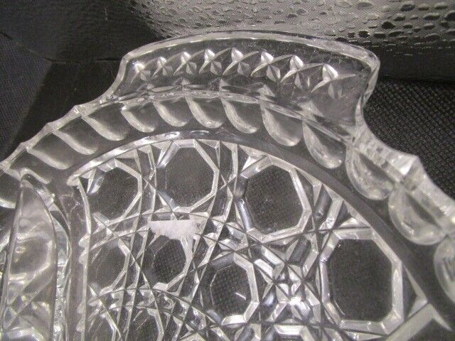 Antique American Brilliant Period Hand Cut Lead Crystal Oval Tray dip Dish 14"