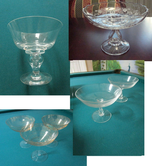 CRYSTAL GLASS COMPOTE TIFFANY, VAL SAN LAMBERT- NEW MARTISVILLE,SASAKI  PICK1