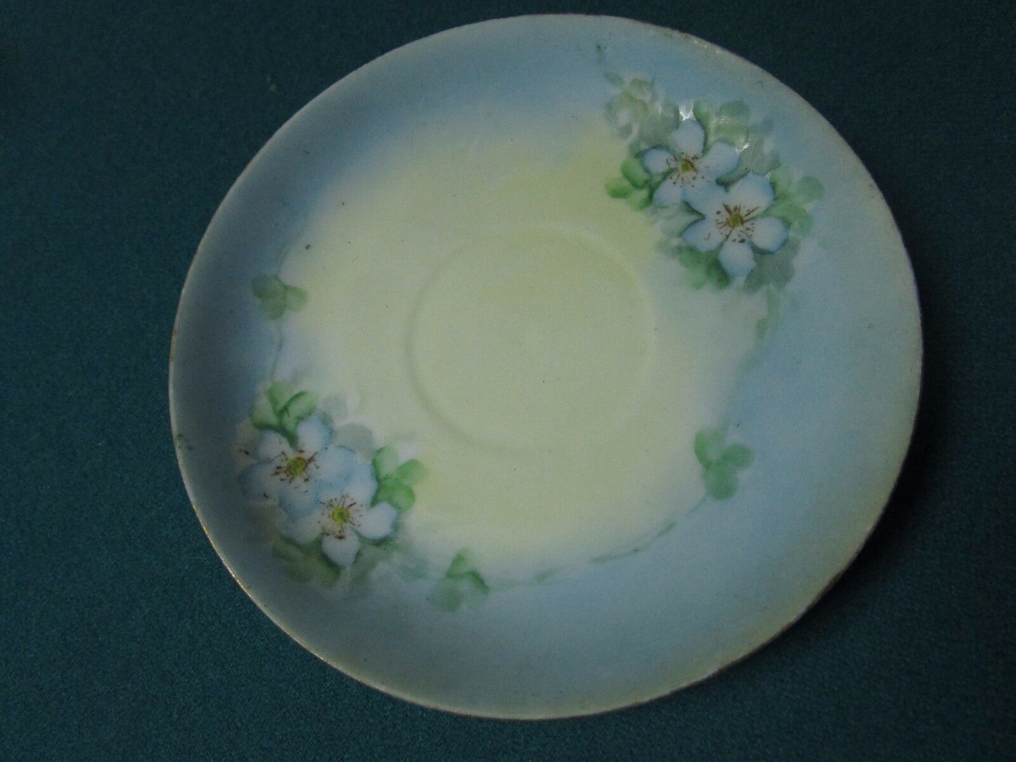 Unmarked Floral  Germany Ceramic Pink /Light Blue Cup And Saucer [95j]