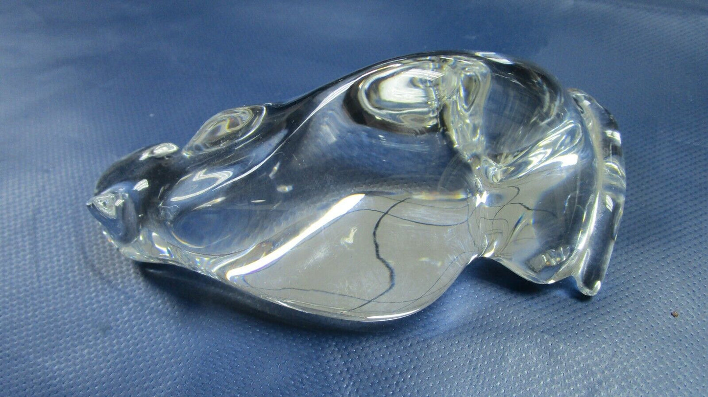 1970s STEUBEN CRYSTAL RESTING CAT 6" ORIGINAL NO BOX SIGNED