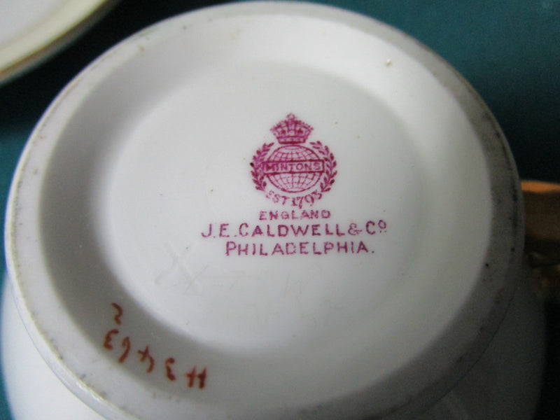 Minton's England Cup And Saucer With Gold Rim  J.E.Caldwell Pa [80B]