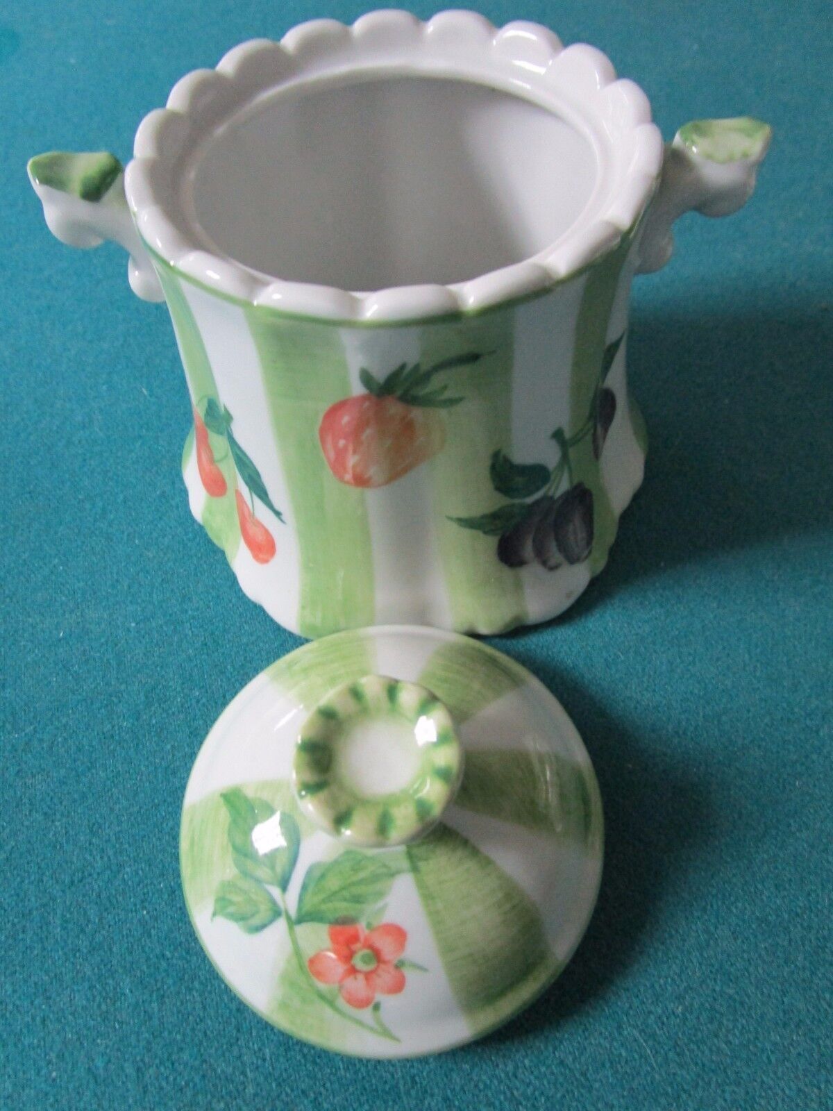 ANDREA BY SADEK PORCELAIN CREAMER AND COVERED SUGAR GREEN COUNTRYRARE