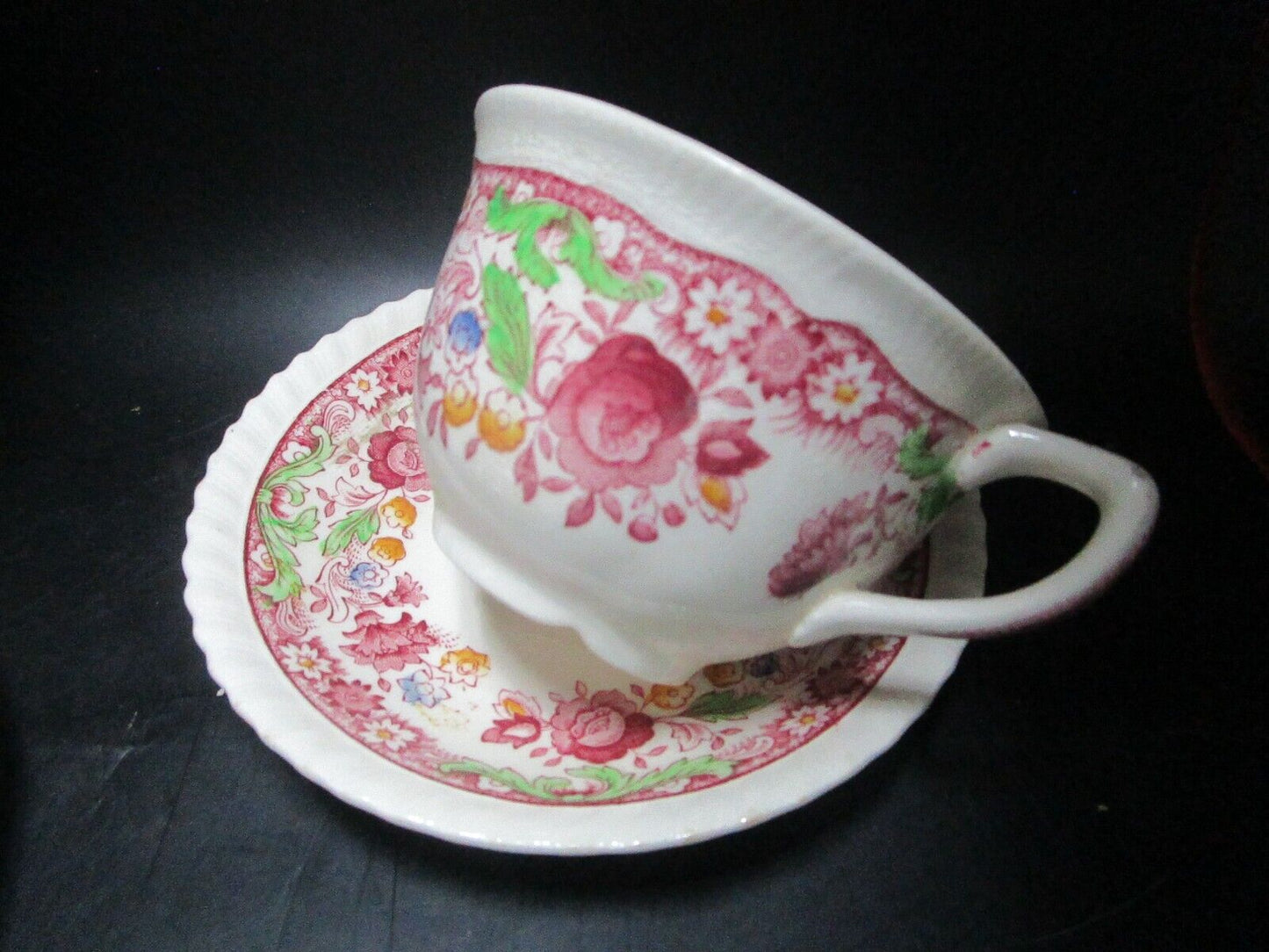 JOHNSON BROS ENGLAND RED TRANSFERWARE "WINCHESTER" PATTERN CUP SAUCER