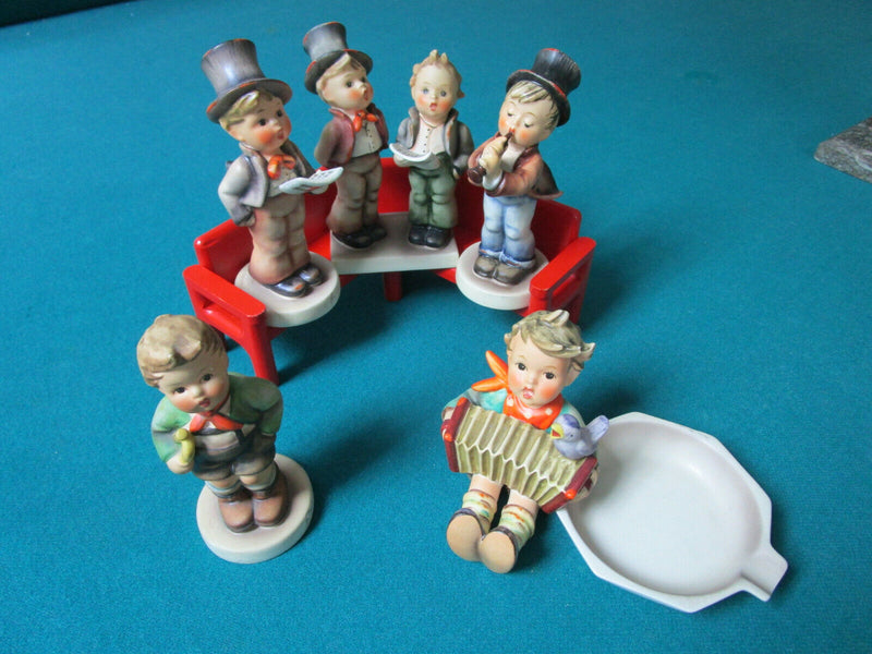 Hummel figurine Tm3: Trumpet Boy Serenade Street Singer, Duet Ashtray Let Sing