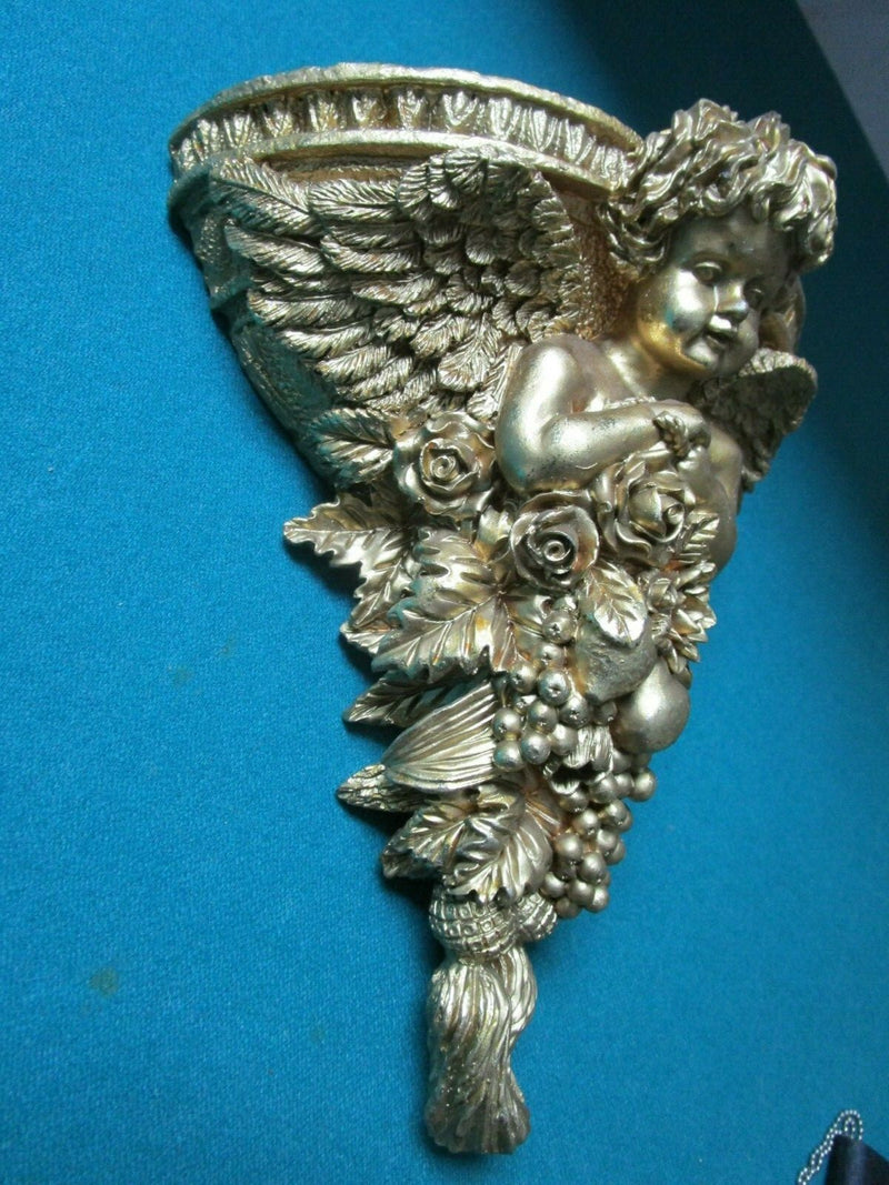 Golden Cherub Hanging Planter Resine 9 X 6"