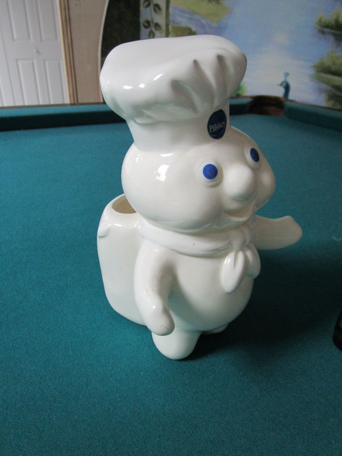 VINTAGE ORIGINAL Pillsbury Doughboy 2 Figurines NAPKIN HOLDER & FLOUR BOWL [83b]