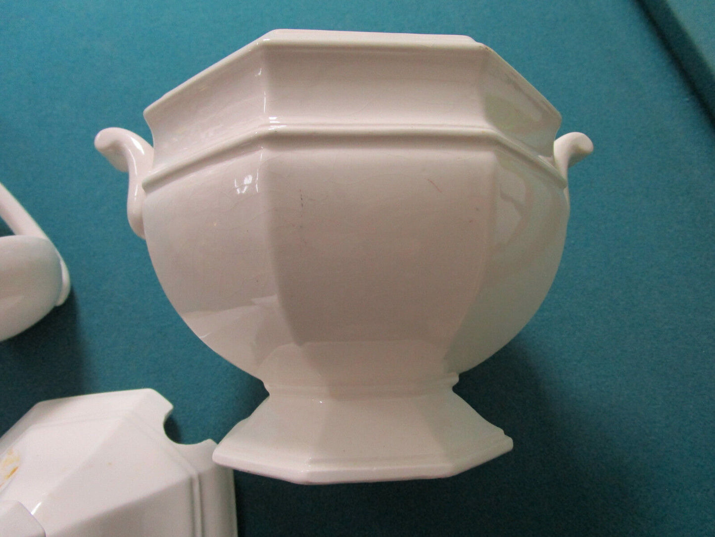 White Ironstone Soup Bowl with Laddle WITH COVER  ORIGINAL