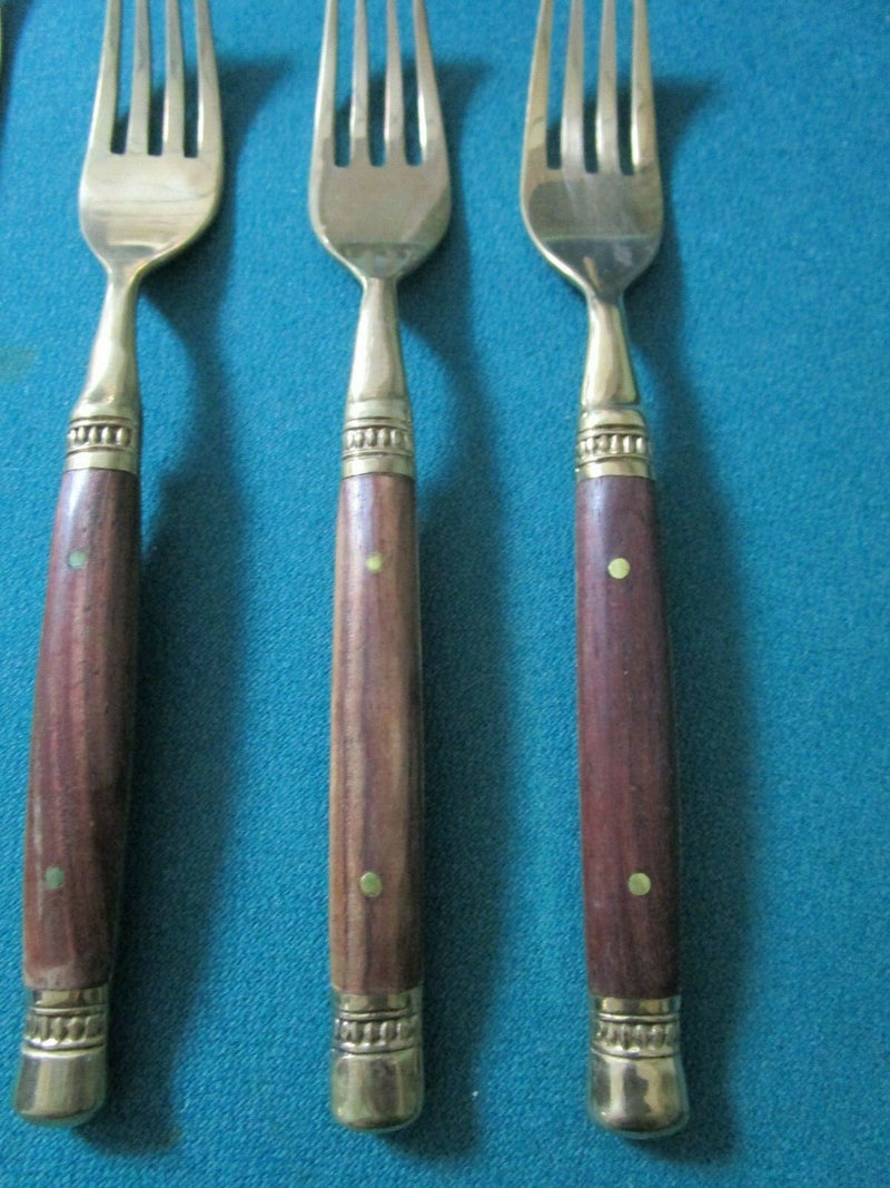 THAILAND FLATWARE BRASS AND WOODEN HANDLE BROWN AND GREEN PICK 1