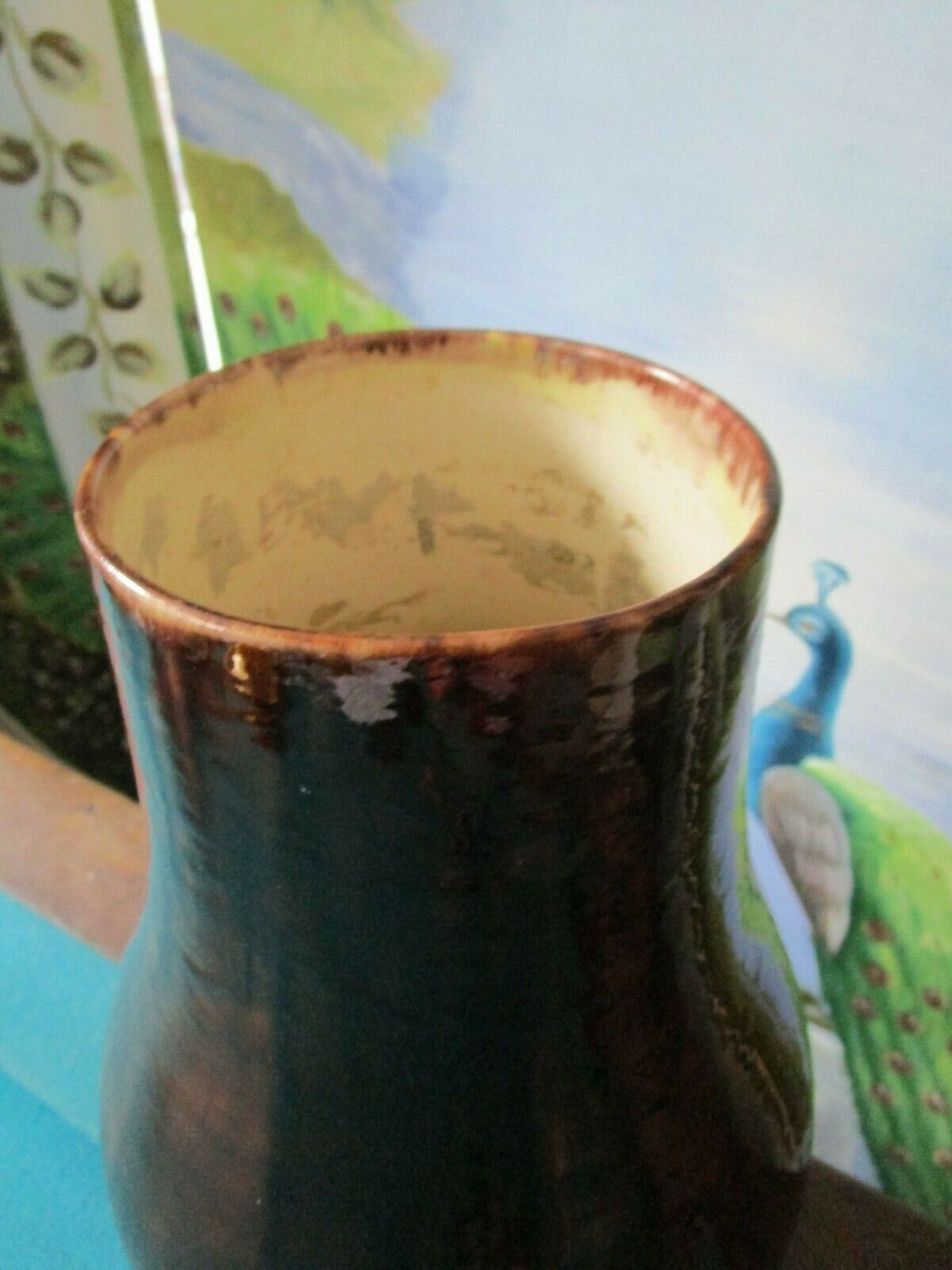 American Brooklyn Rare Volkmar & Cory Pottery BROWN POTTERY VASE 10 1/2" MARKED