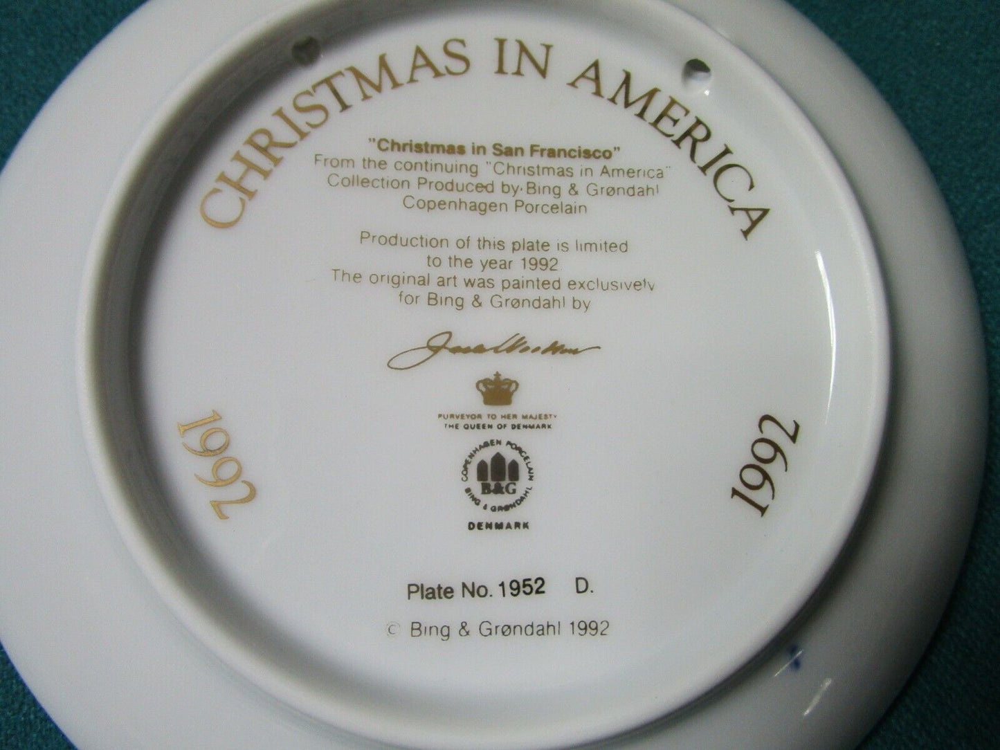 1992  PLATES CHRISTMAS IN AMERICA SAN FRANCISCO / SOUTHERN BELLE NEW PICK1 ^^